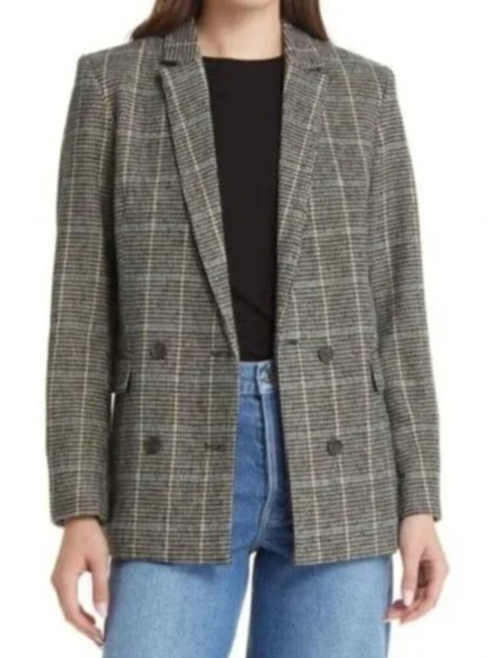 NWT Rails Cody Houndstooth Check Double Breasted Blazer